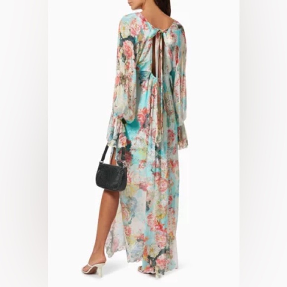 HEMANT & NANDITA Floral Maxi Dress - Blue and Pink - Picture 2 of 3